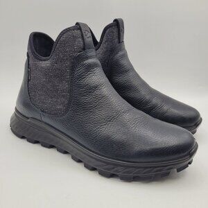 Ecco Exostrike Women's Sz 8 EU 39 Waterproof Chelsea Ankle Boot Yak Leather Blk